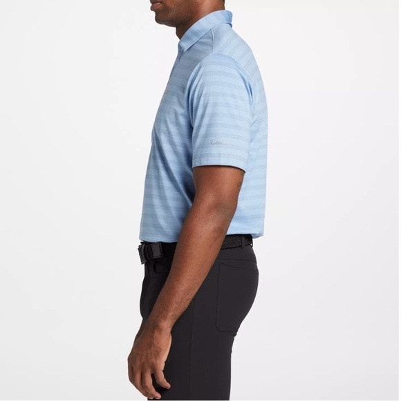 Walter Hagen Performance 11 Major Fine Line Textured Stripe Polo Daylight Blue - Picture 4 of 12